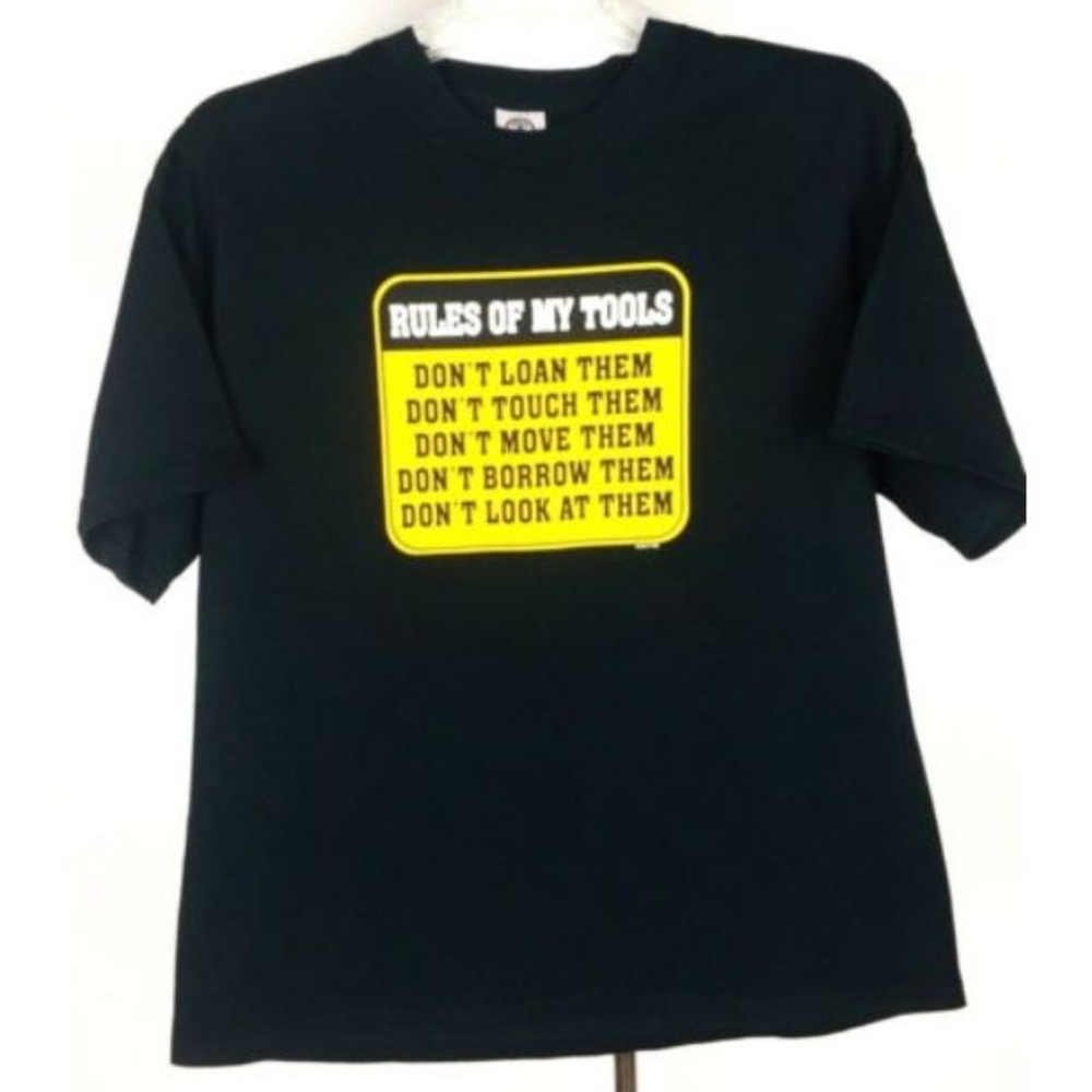 Delta Men's T Shirt Tools Rules Black Size XL